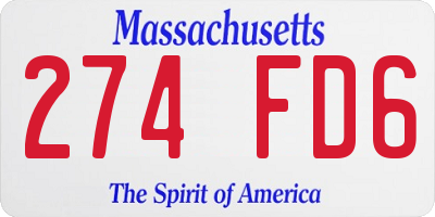 MA license plate 274FD6