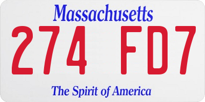 MA license plate 274FD7