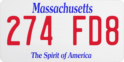 MA license plate 274FD8
