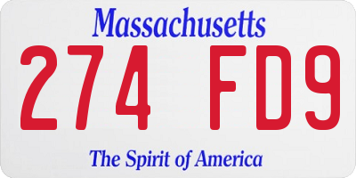 MA license plate 274FD9