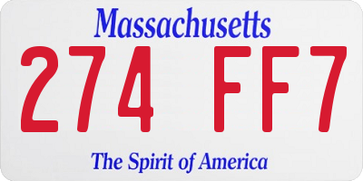 MA license plate 274FF7