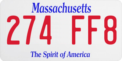 MA license plate 274FF8