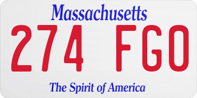 MA license plate 274FG0