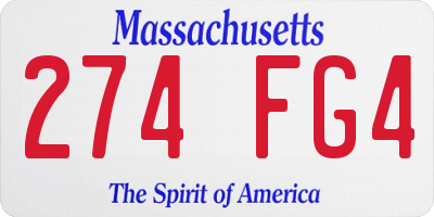 MA license plate 274FG4
