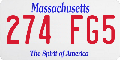 MA license plate 274FG5