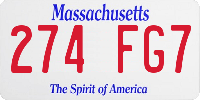 MA license plate 274FG7