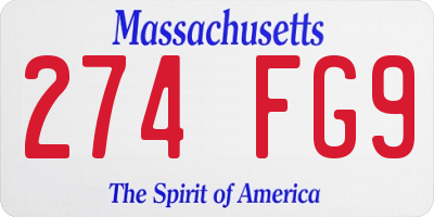 MA license plate 274FG9