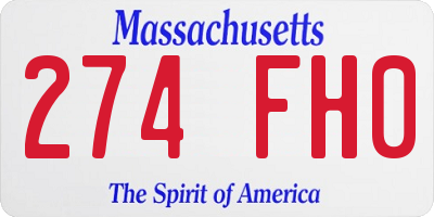 MA license plate 274FH0
