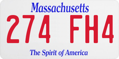 MA license plate 274FH4