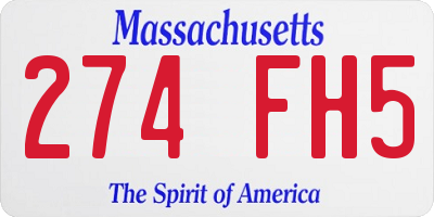 MA license plate 274FH5