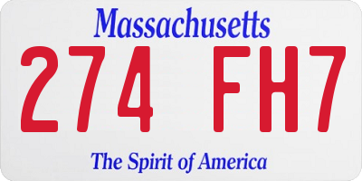 MA license plate 274FH7