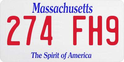MA license plate 274FH9