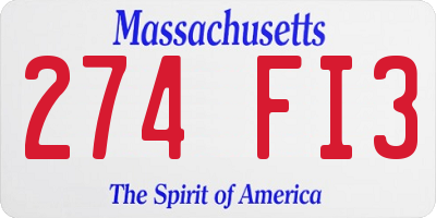MA license plate 274FI3