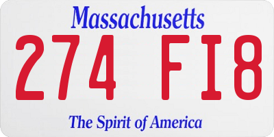 MA license plate 274FI8
