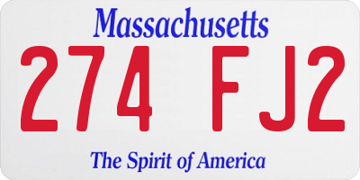 MA license plate 274FJ2