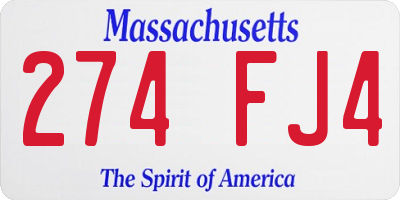 MA license plate 274FJ4