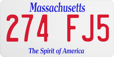 MA license plate 274FJ5