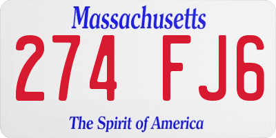 MA license plate 274FJ6
