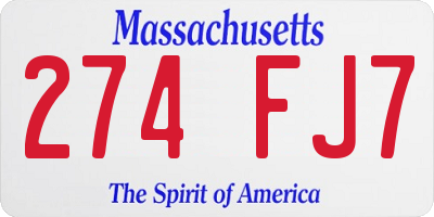 MA license plate 274FJ7
