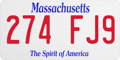 MA license plate 274FJ9