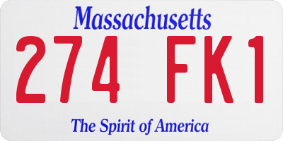 MA license plate 274FK1