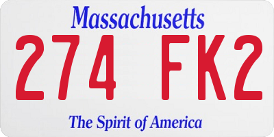 MA license plate 274FK2