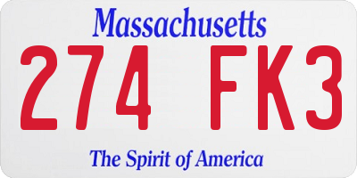 MA license plate 274FK3