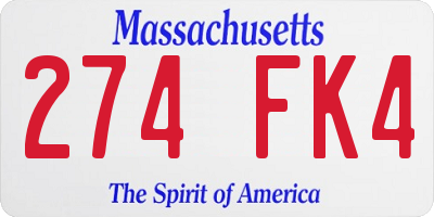 MA license plate 274FK4