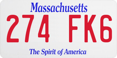 MA license plate 274FK6