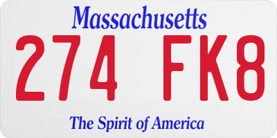 MA license plate 274FK8