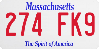 MA license plate 274FK9
