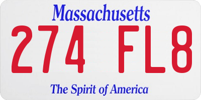 MA license plate 274FL8