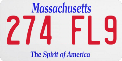 MA license plate 274FL9