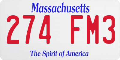 MA license plate 274FM3
