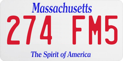 MA license plate 274FM5
