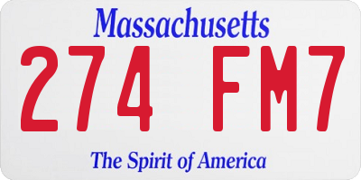 MA license plate 274FM7