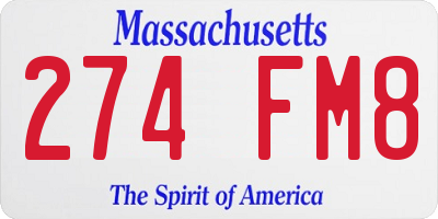 MA license plate 274FM8