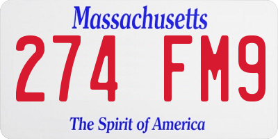 MA license plate 274FM9