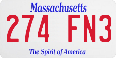 MA license plate 274FN3