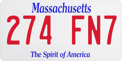 MA license plate 274FN7