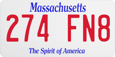 MA license plate 274FN8
