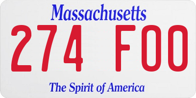 MA license plate 274FO0