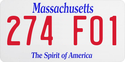 MA license plate 274FO1