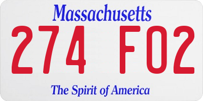 MA license plate 274FO2