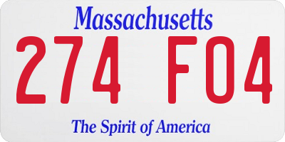 MA license plate 274FO4