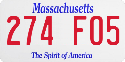 MA license plate 274FO5