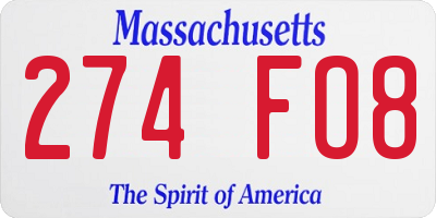 MA license plate 274FO8