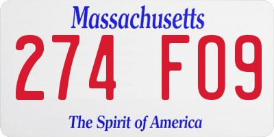 MA license plate 274FO9