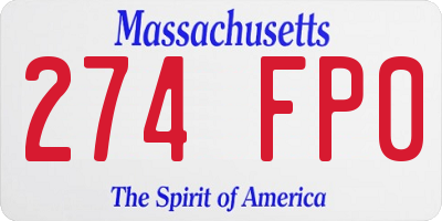 MA license plate 274FP0