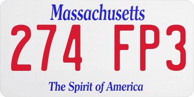 MA license plate 274FP3